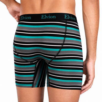 Elvion — Åtsittande boxerkalsonger 6 tum - Teal Stripe