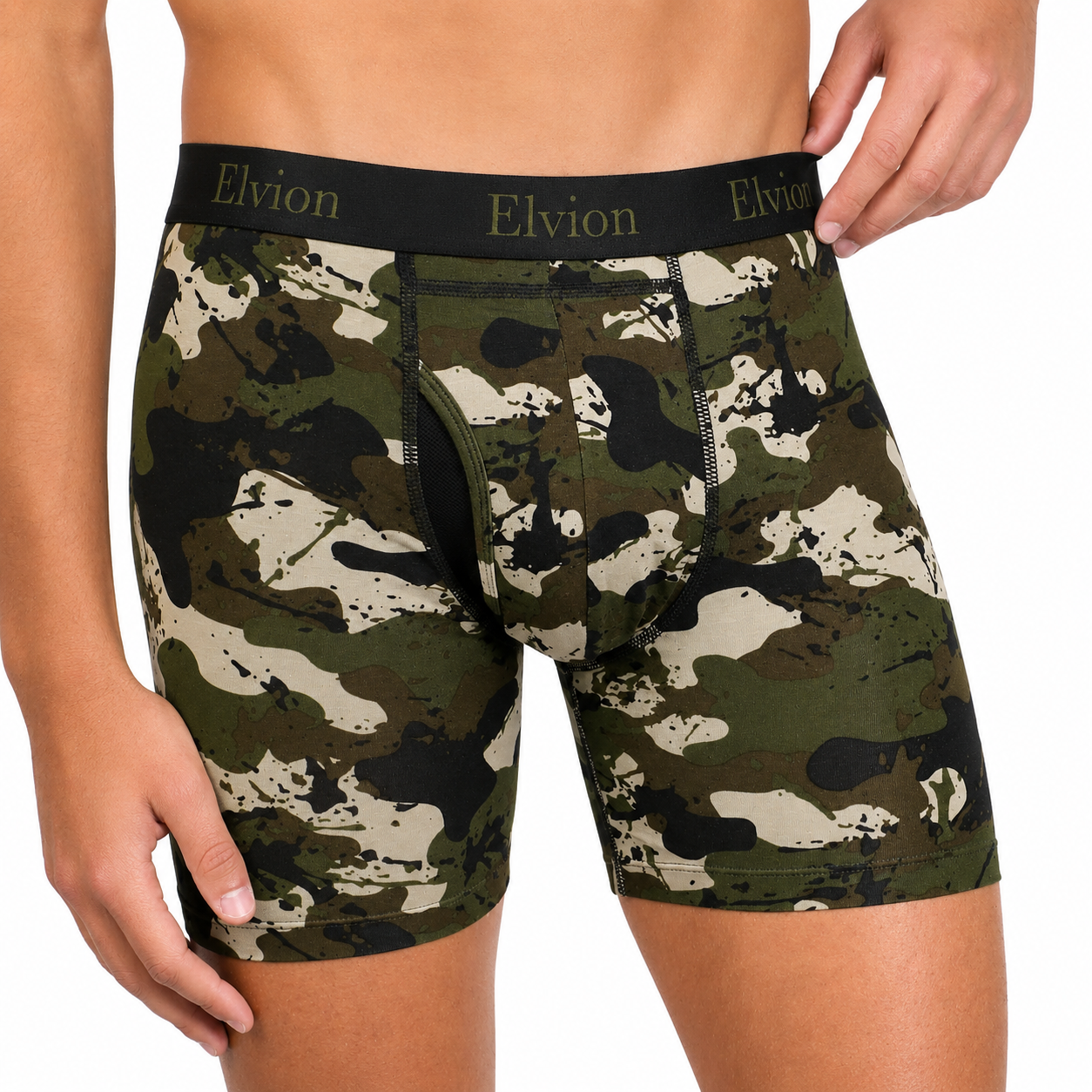 Elvion — Åtsittande boxerkalsonger 6 tum - Army