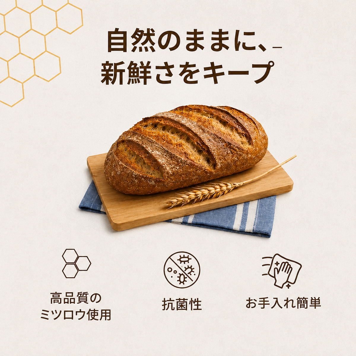 Elvion プレミアム ミツロウ＆100％コットン製バッグ — 洗えて、自然に保存
