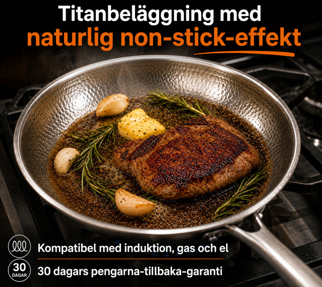 Elvion™ – Högkvalitativ svensk stekpanna med non-stick-beläggning i titanlegering