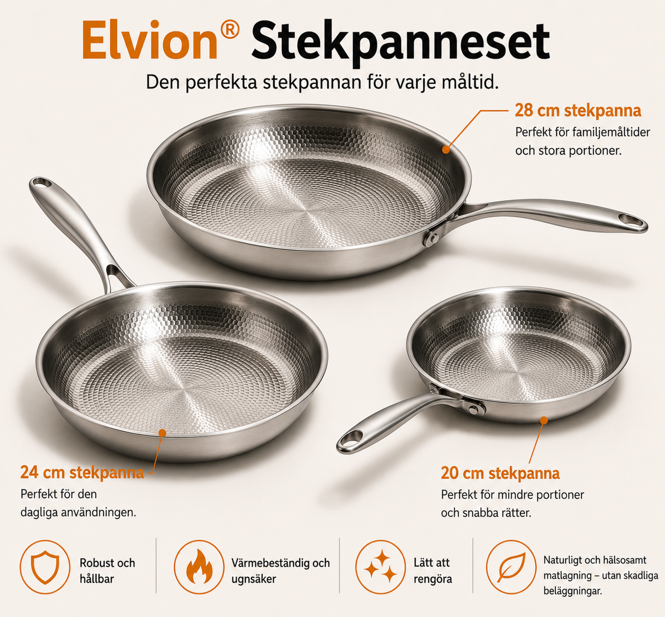 Elvion™ – Högkvalitativ svensk stekpanna med non-stick-beläggning i titanlegering