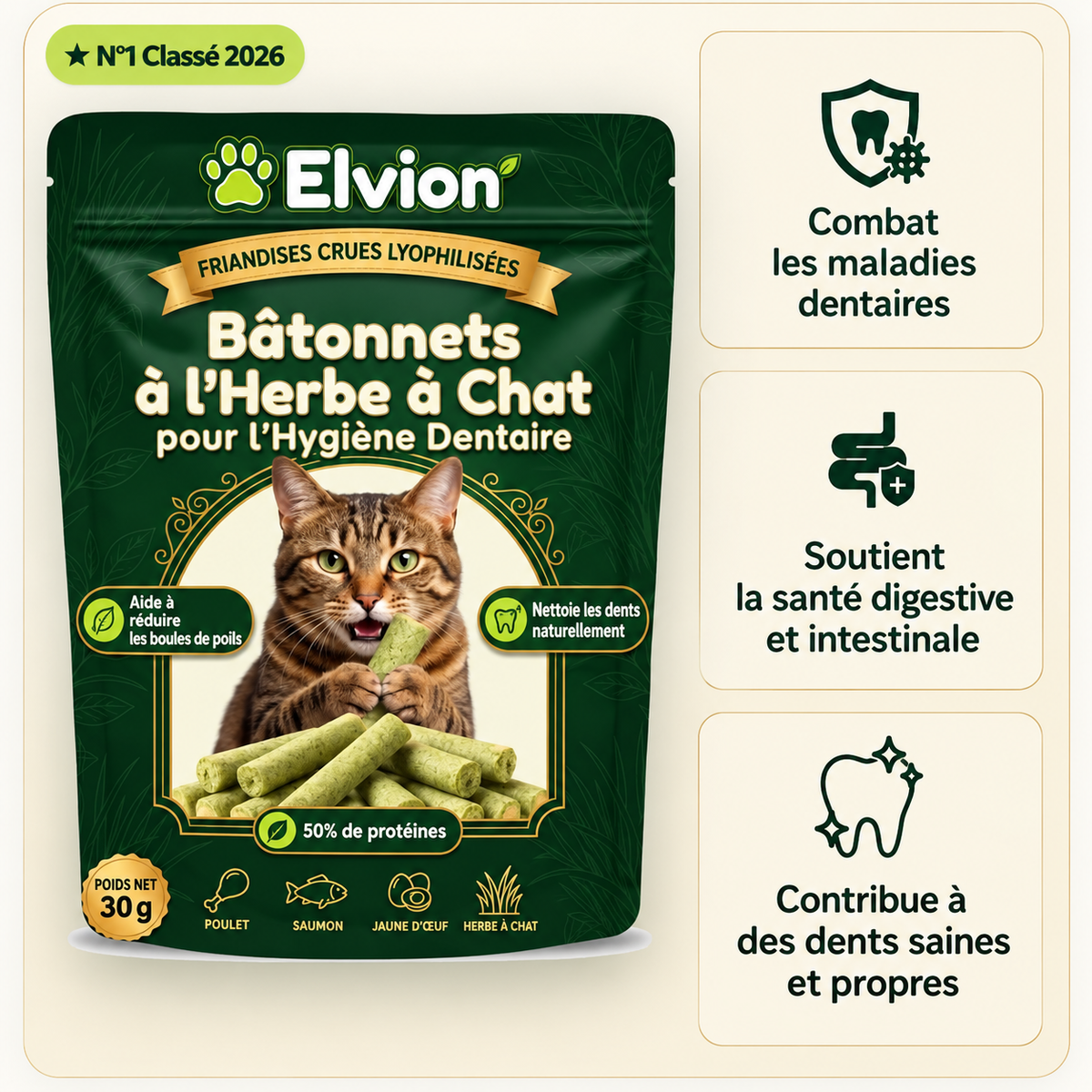 Bâtons de dentition en herbe pour chats