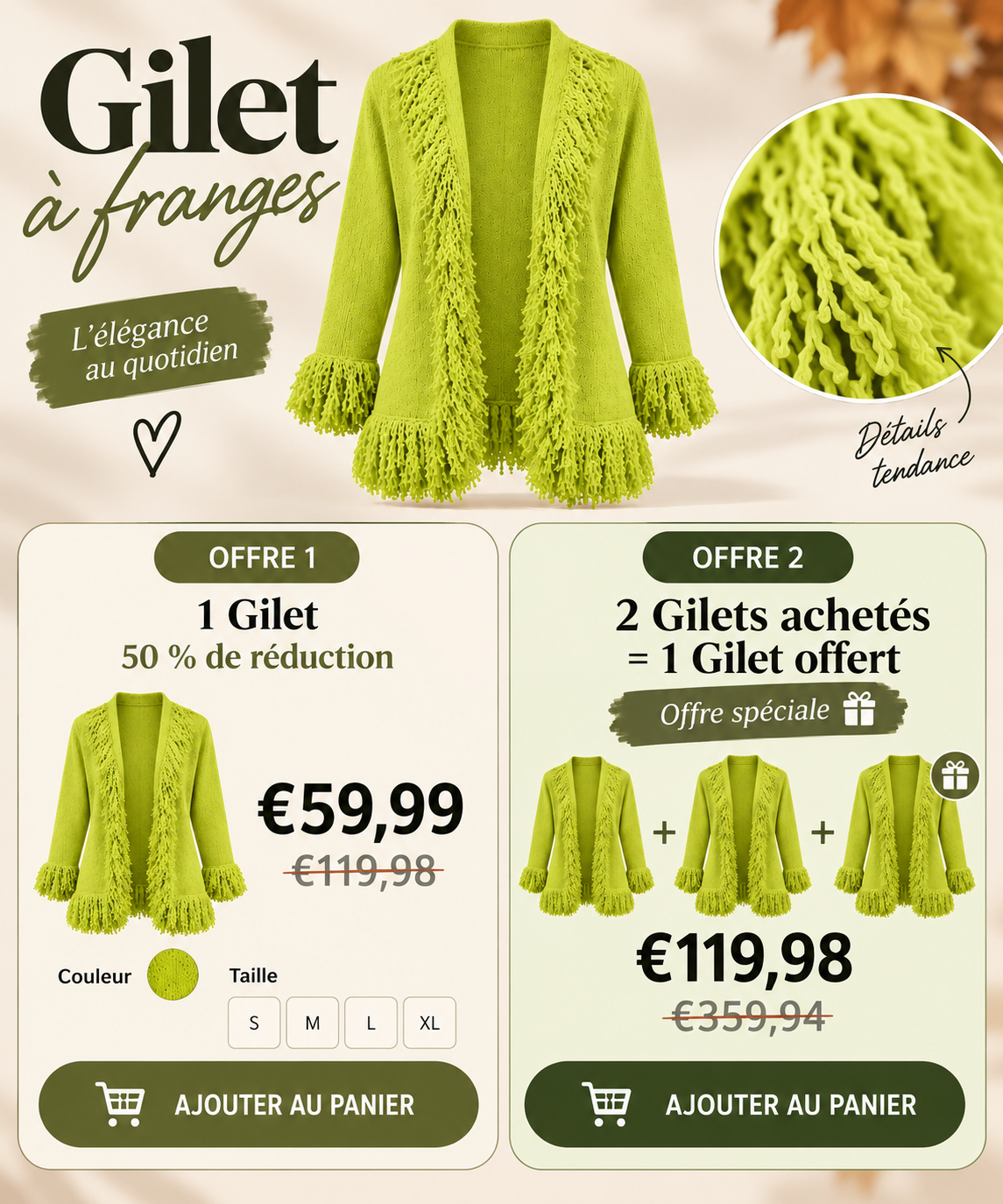 Gilet Bohème à Franges Vert Éclatant (GBFVE)