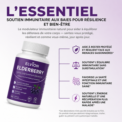 Elvion - complexe de soutien digestif à la baie de sureau, au zinc et à la vitamine C