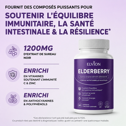 Elvion - complexe de soutien digestif à la baie de sureau, au zinc et à la vitamine C